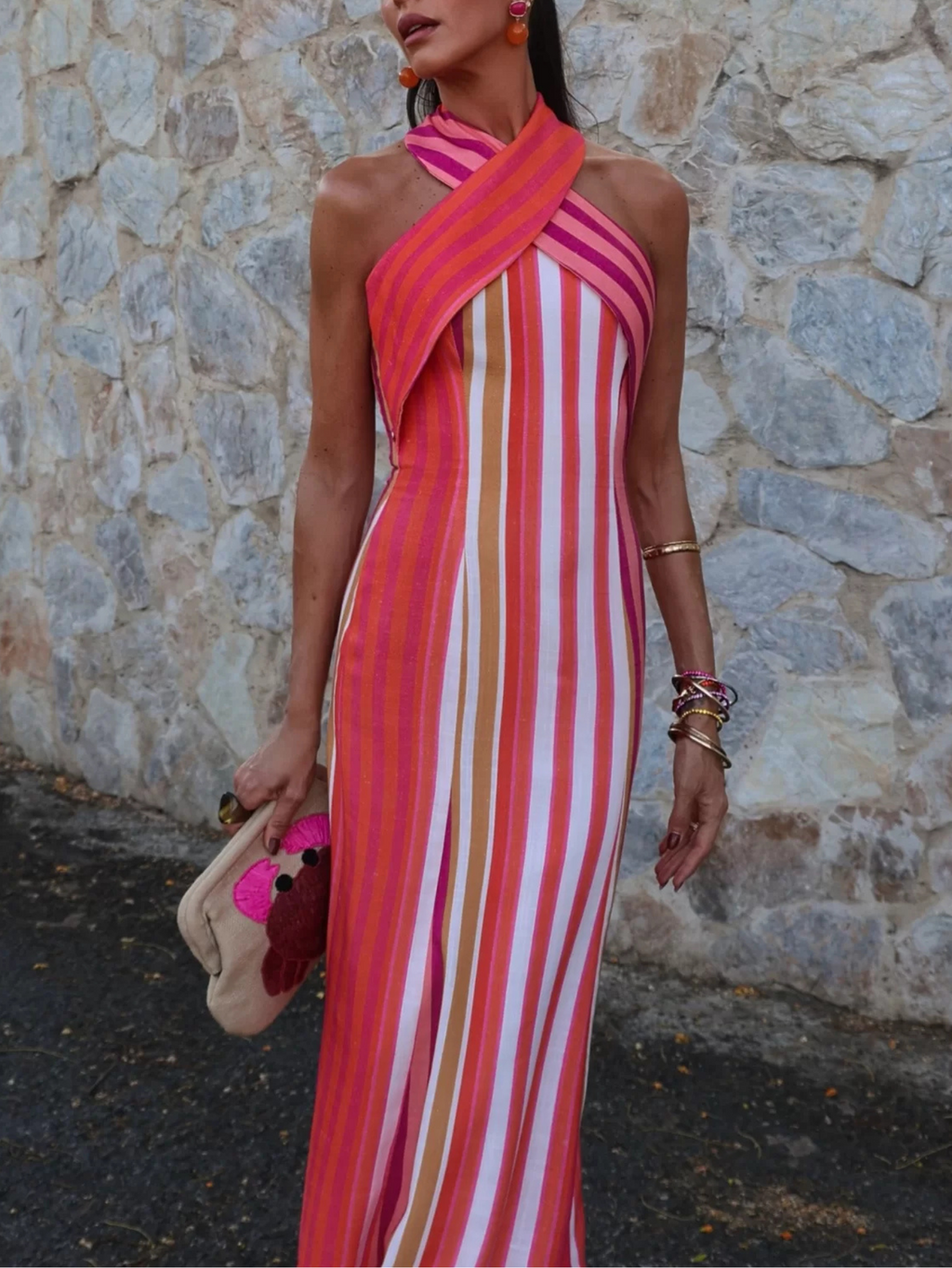 IRIS - VESTIDO LINO CON CUELLO HALTER