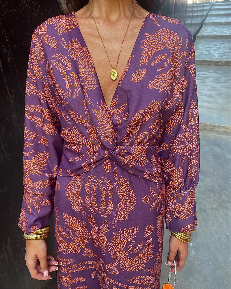 ANA - VESTIDO CON ESTAMPADO SATINADO
