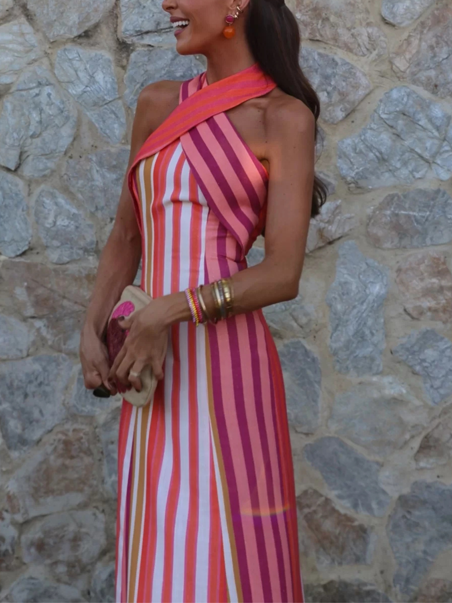 IRIS - VESTIDO LINO CON CUELLO HALTER