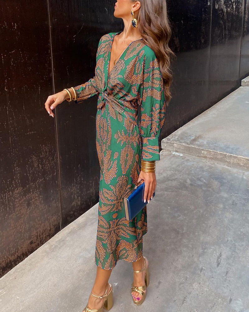 ANA - VESTIDO CON ESTAMPADO SATINADO