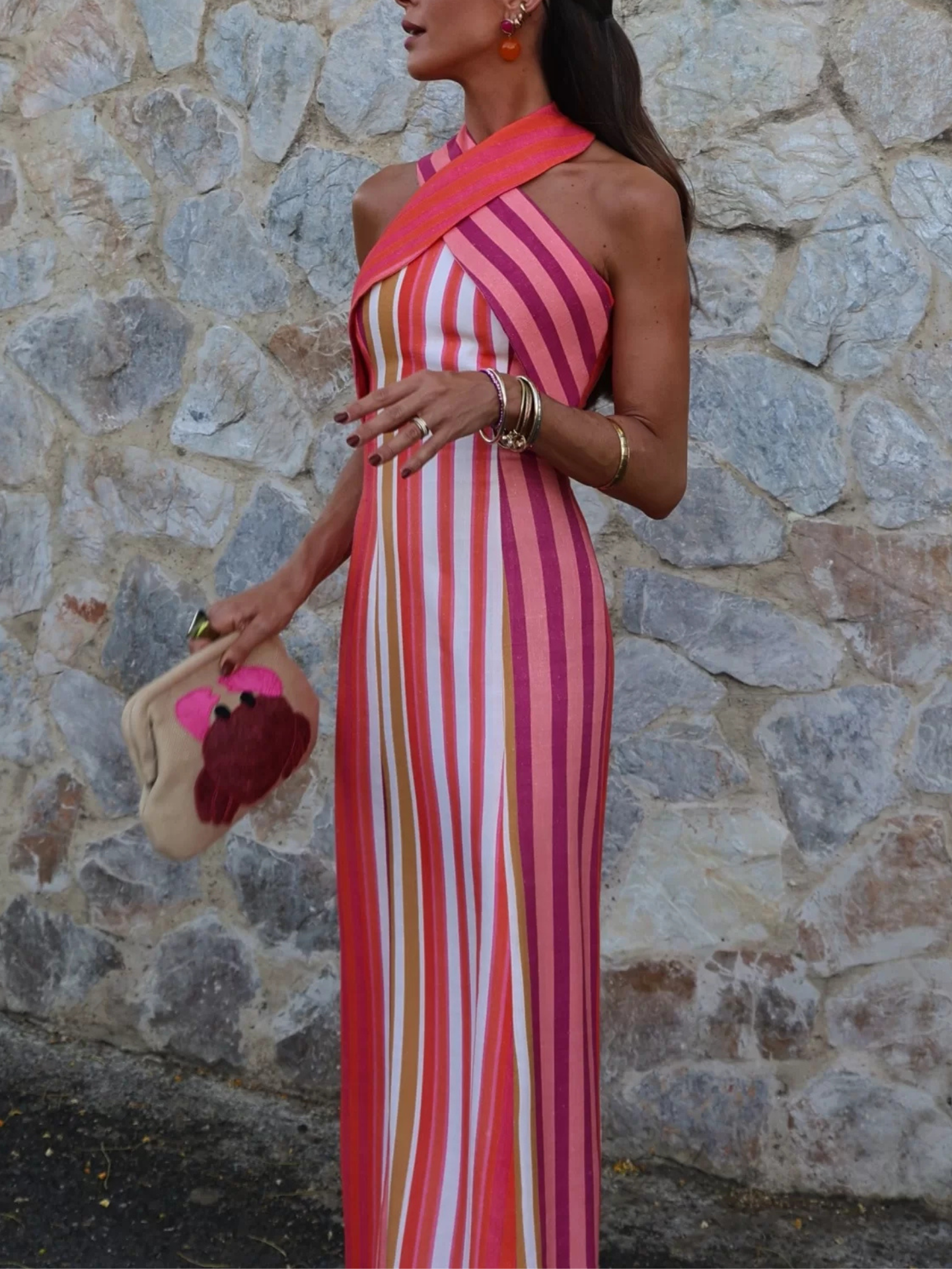IRIS - VESTIDO LINO CON CUELLO HALTER