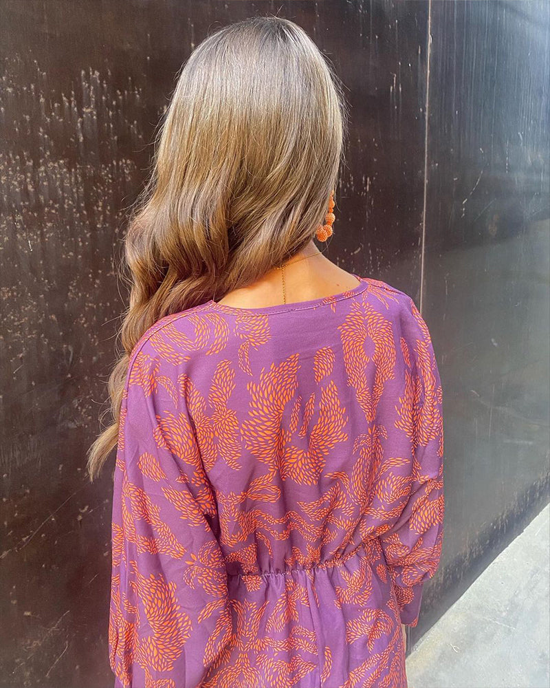 ANA - VESTIDO CON ESTAMPADO SATINADO