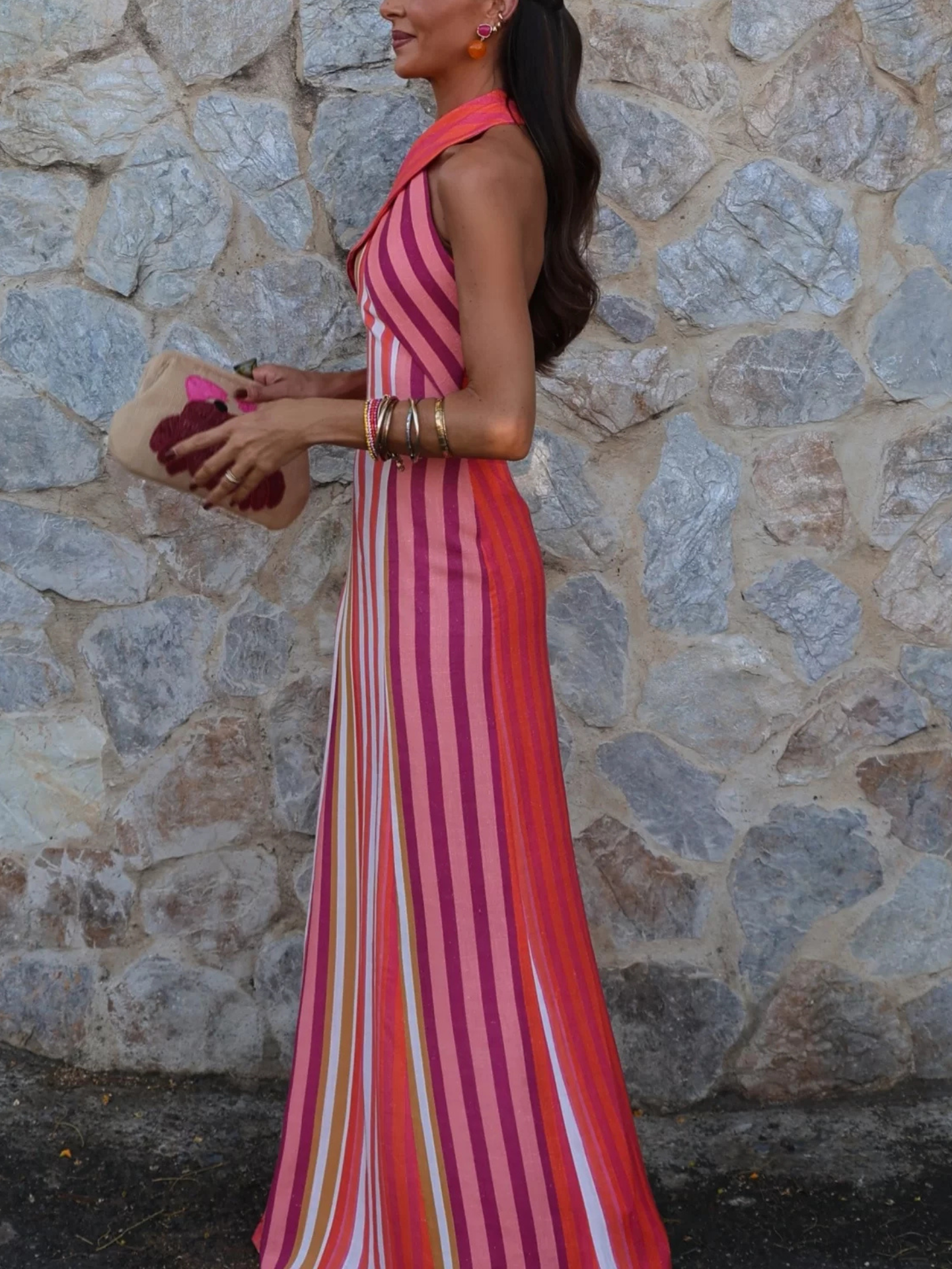 IRIS - VESTIDO LINO CON CUELLO HALTER