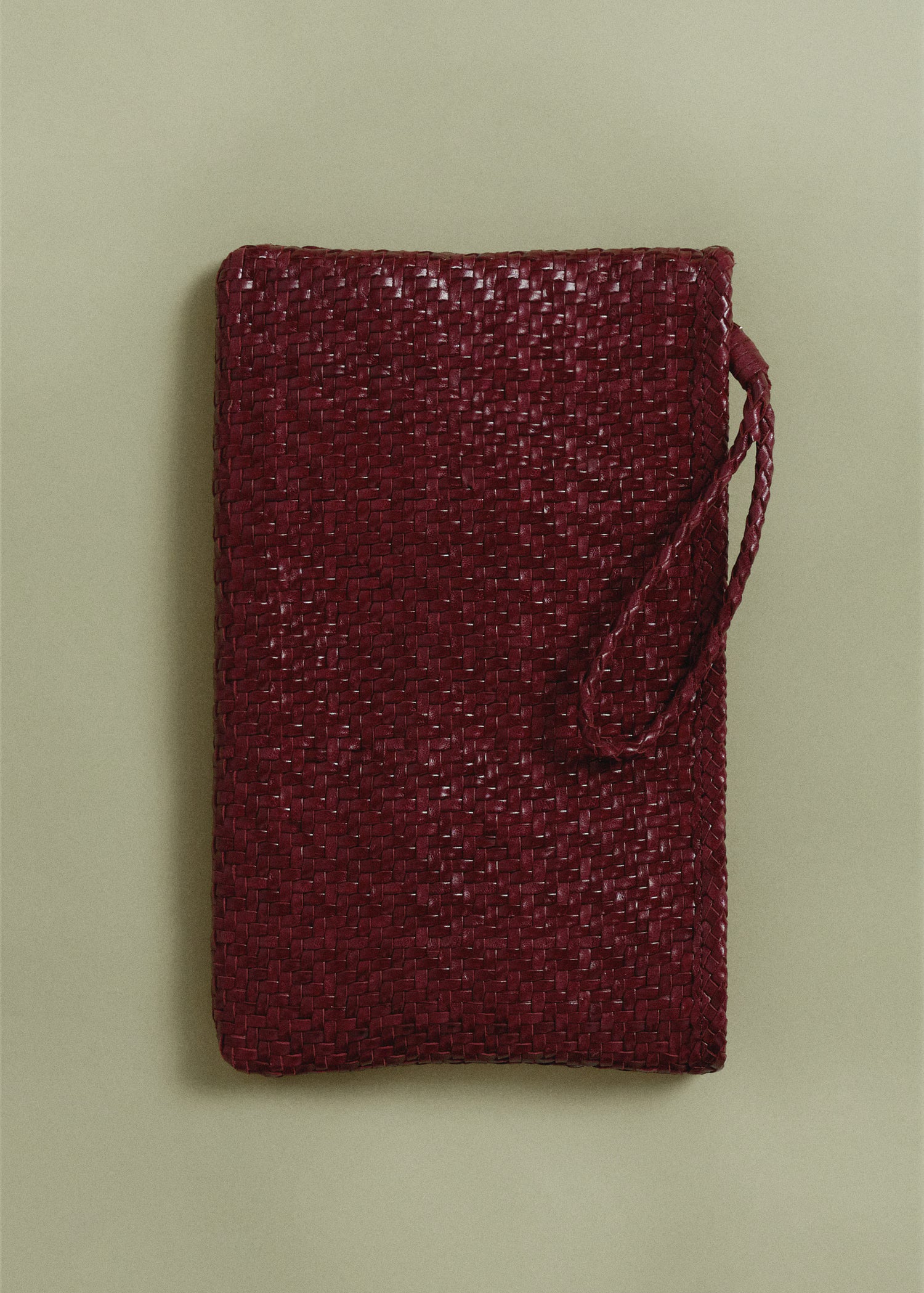 CLUTCH TRIANA - CUERO TRENZADO BURDEOS