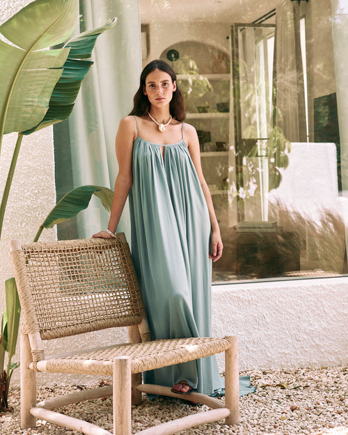 THEA - VESTIDO ASIMÉTRICO ESCOTE ESPALDA FLUIDO