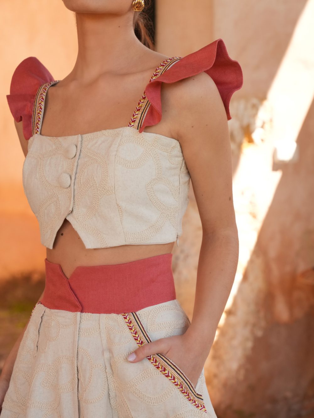VICENTA - CONJUNTO TOP Y FALDA
