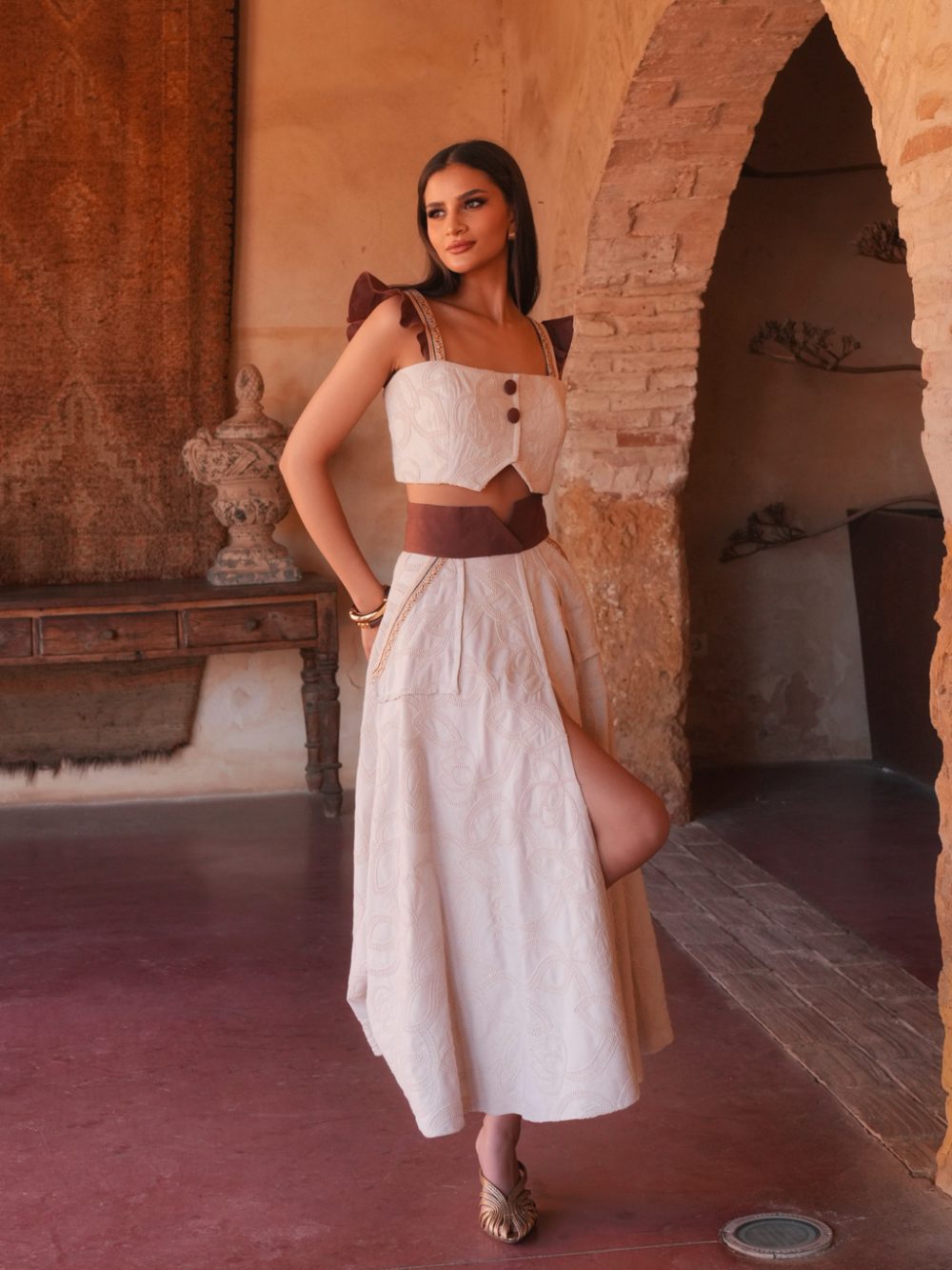 VICENTA - CONJUNTO TOP Y FALDA