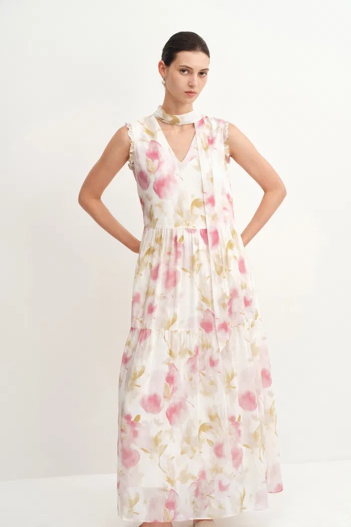 ISADORA - VESTIDO MIDI SEDA LINO FLORAL