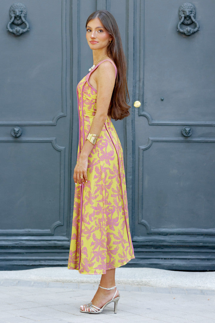 ROSINA - VESTIDO MIDI SIN MANGAS ESTAMPADO