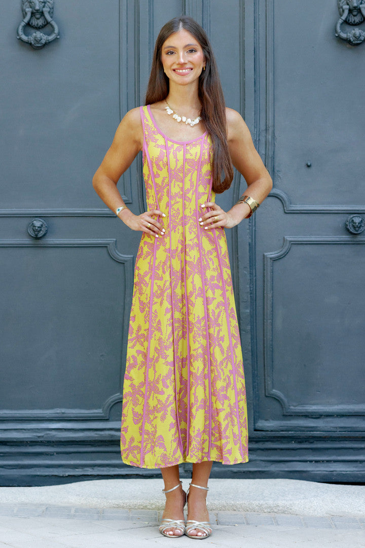 ROSINA - VESTIDO MIDI SIN MANGAS ESTAMPADO